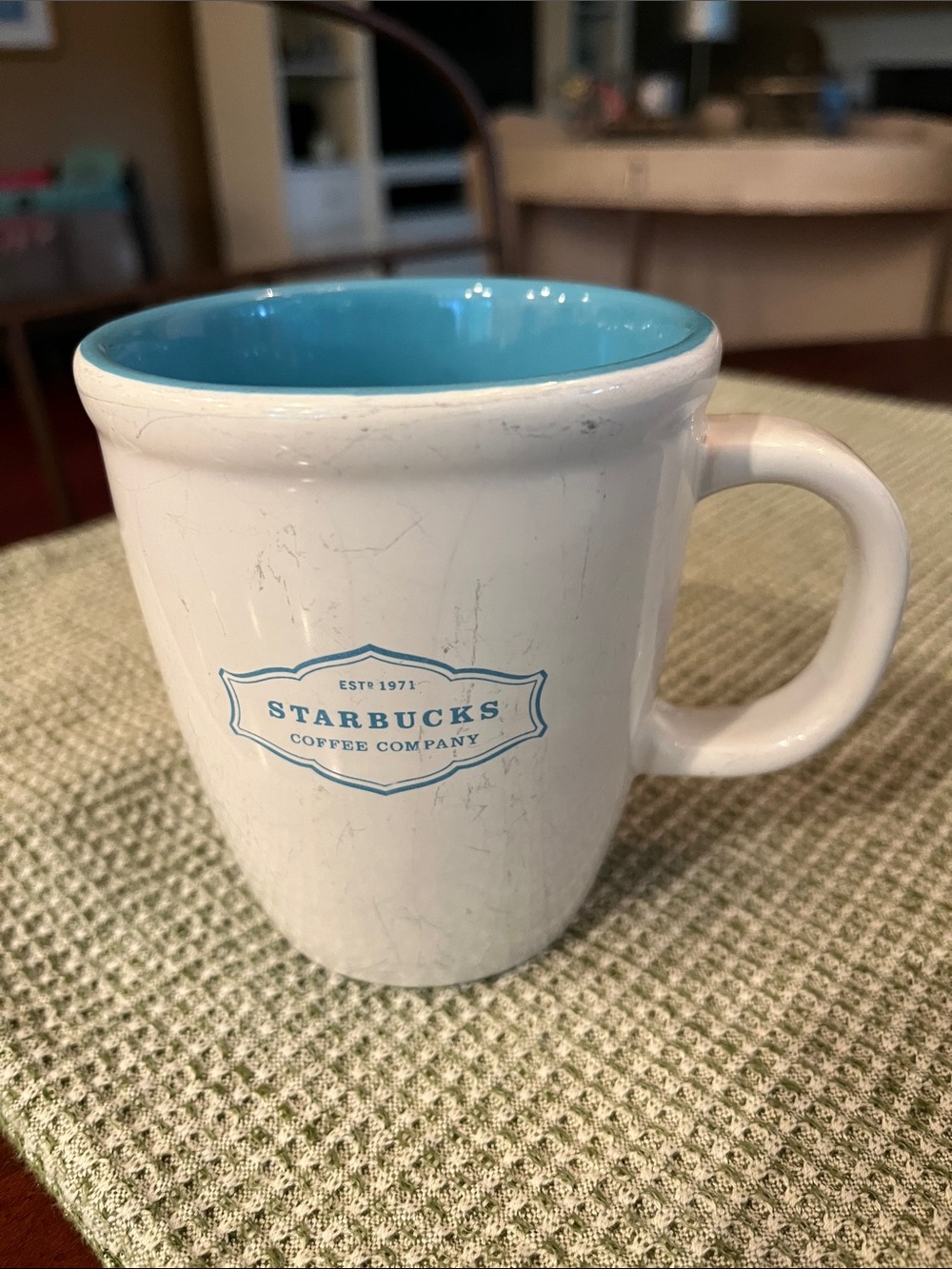 Starbucks Coffee Co Est 1971 Barista White and Blue Ceramic Coffee Mug